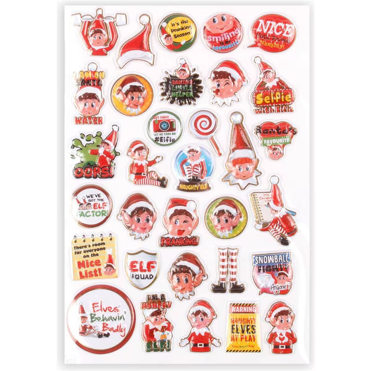 3D Elf Stickers Various Fun Designs