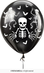Black Skeleton 11" Latex Balloons - 10pk