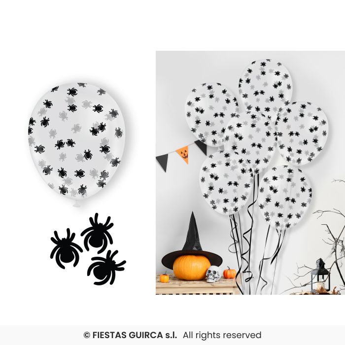 Clear Spider Confetti 11" Latex Balloons - 10pk