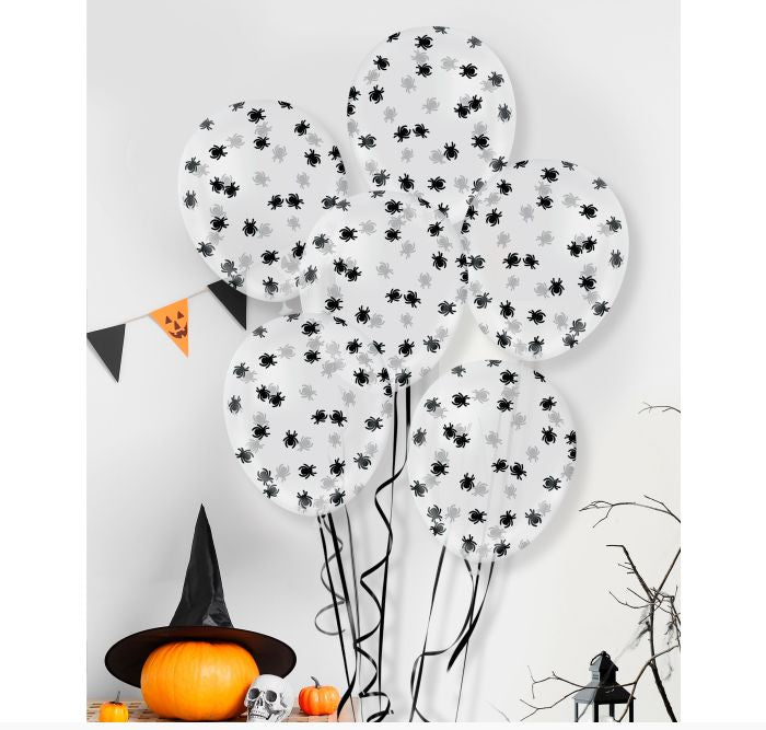 Clear Spider Confetti 11" Latex Balloons - 10pk