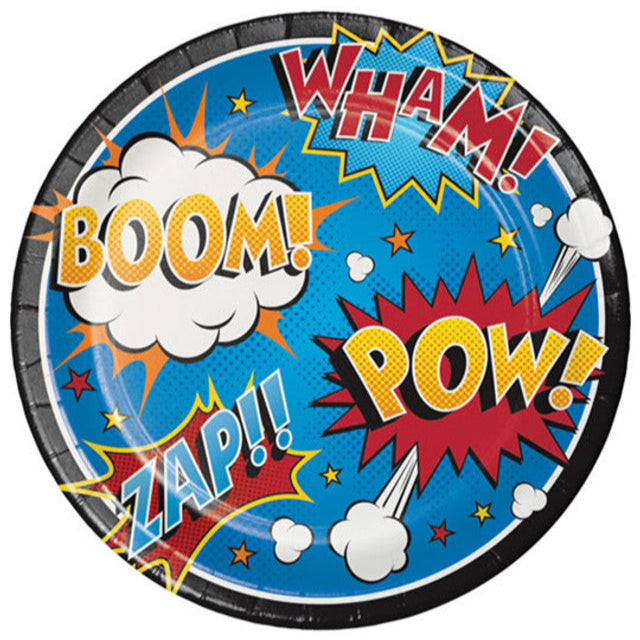 Superhero Slogans Paper Party Plates 9" - 8pk