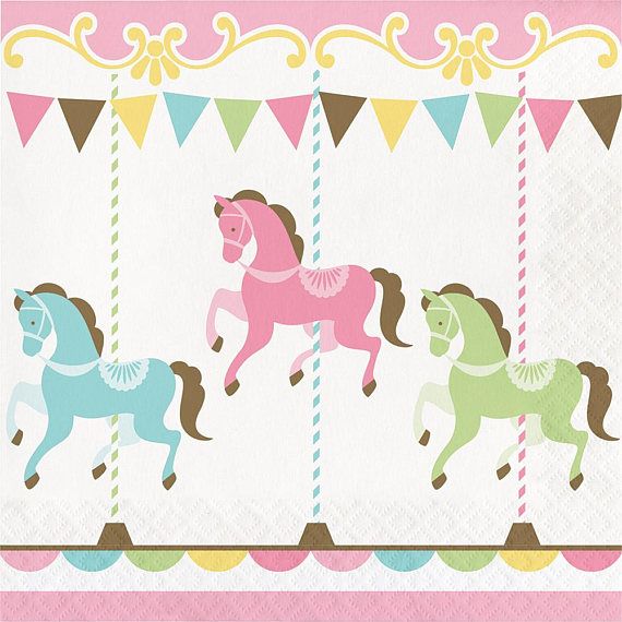 Carousel Pony Celebration Paper Napkins - 16pk