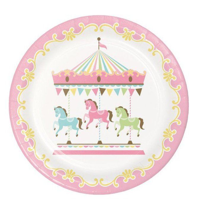 Carousel Pony 9" Celebration Paper Plates - 8pk