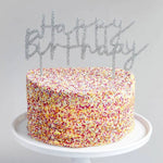 Silver 'Happy Birthday' Acrylic Cake Topper