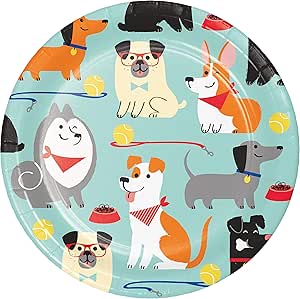 Dog Party Paper Party Dessert Plates - 8pk