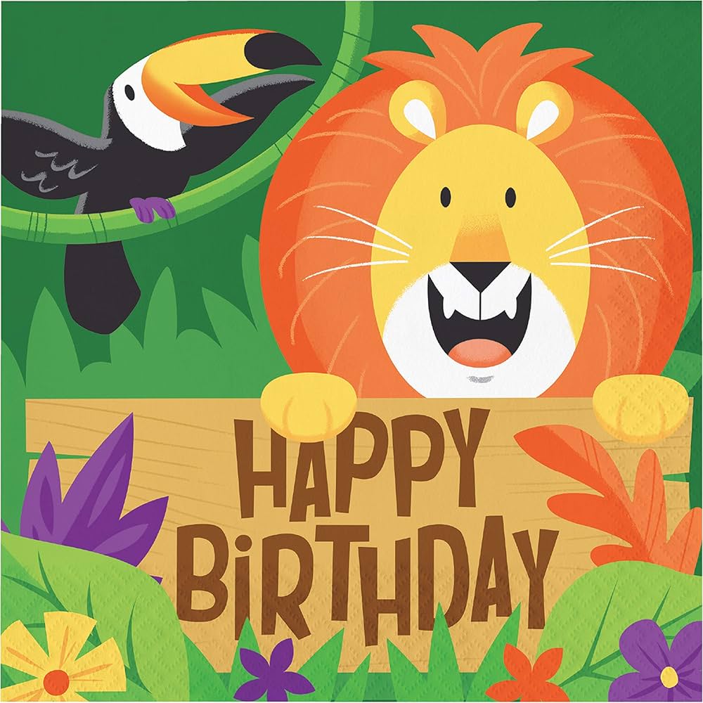 Jungle Safari "Happy Birthday" Paper Party Napkins - 16pk