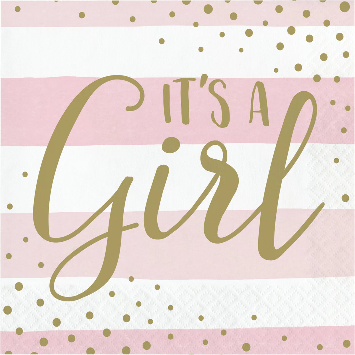 It's A Girl Paper Napkins - Pink Stripe - 16pk