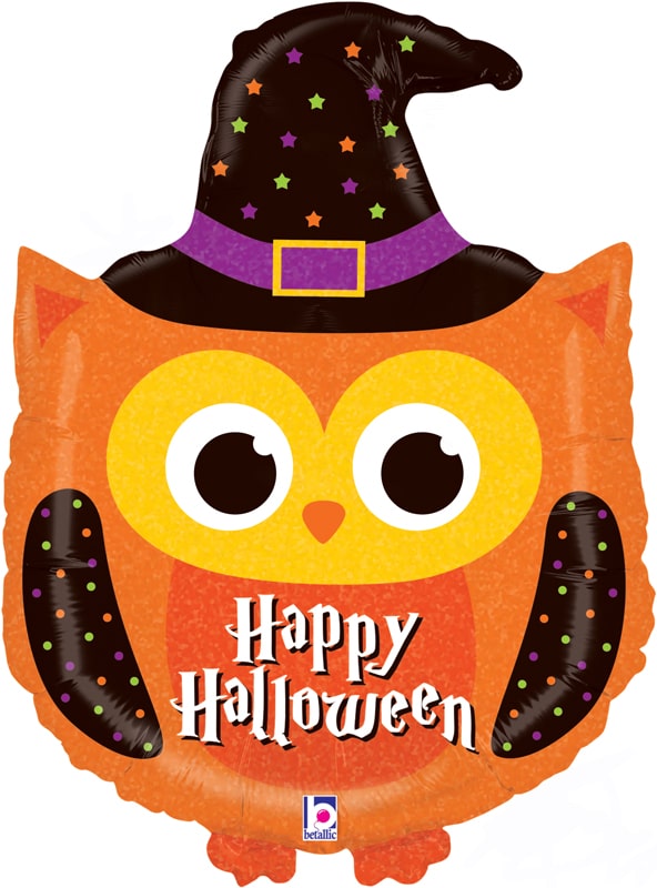 Halloween Owl Shape Holographic Foil Balloon - 32"