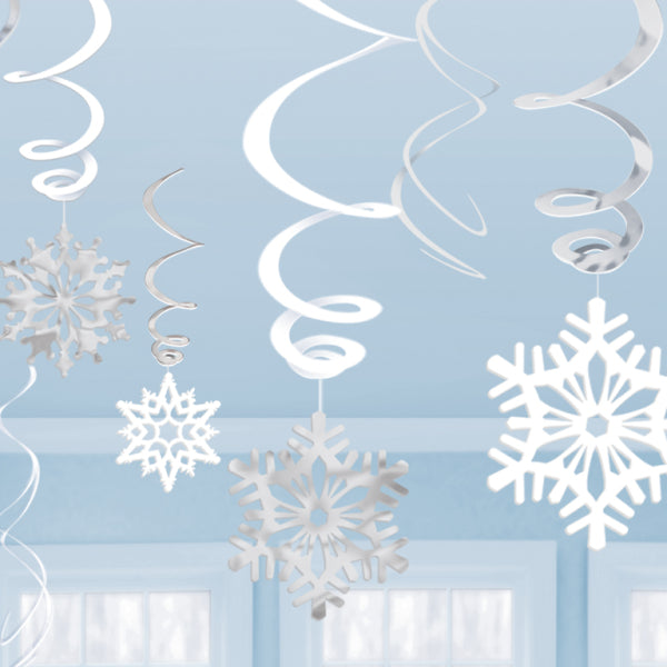 Snowflake Value Pack Swirl Decorations - 12