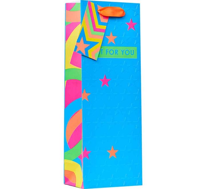 JUST FOR YOU NEON STARS BOTTLE GIFT BAG