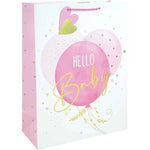 HELLO BABY GIRL PINK & GOLD XLG GIFT BAG