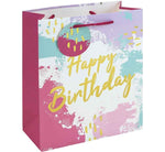 PINK WATERCOLOUR HAPPY BIRTHDAY MEDIUM GIFT BAG