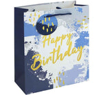 BLUE WATERCOLOUR HAPPY BIRTHDAY MEDIUM GIFT BAG