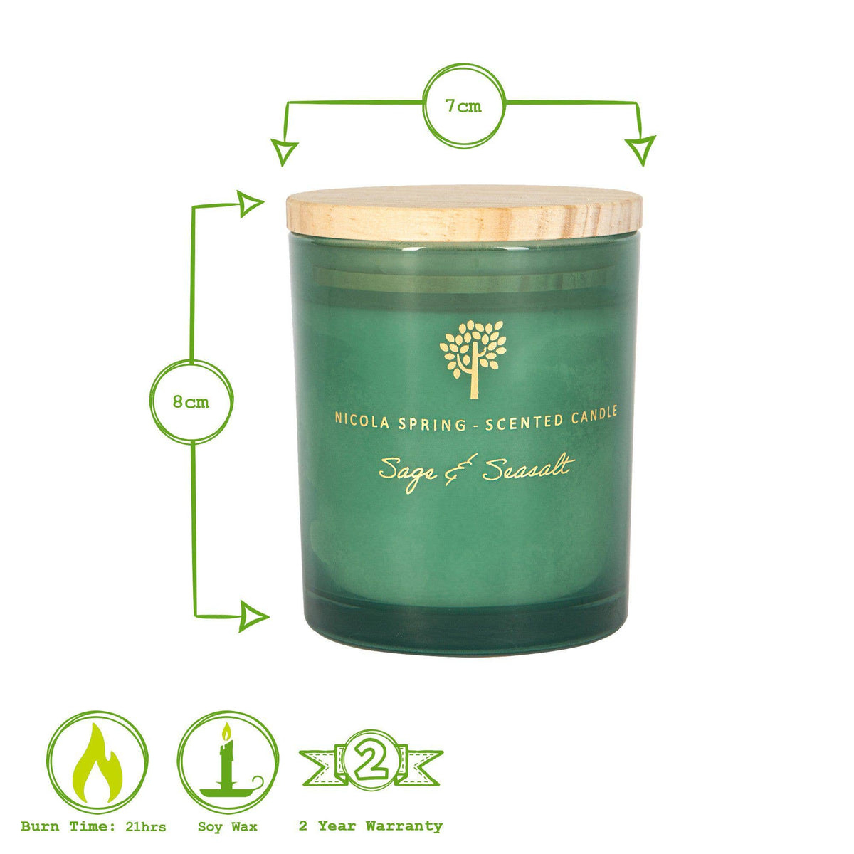 130g Sage & Seasalt Soy Wax Scented Candle Nicola Spring