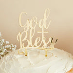 Communion Gold Acrylic 'God Bless' Cake Topper