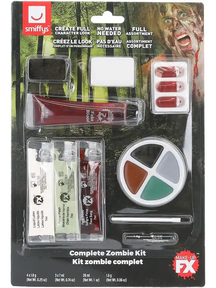Smiffys Make-Up FX, Complete Zombie Facepaint Kit