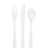 White Solid Assorted Plastic Cutlery18ct