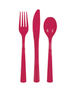 Ruby Red Solid Assorted Plastic Cutlery18ct