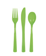 Lime Green Solid Assorted Plastic Cutlery18ct