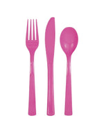 Hot Pink Solid Assorted Plastic Cutlery18ct