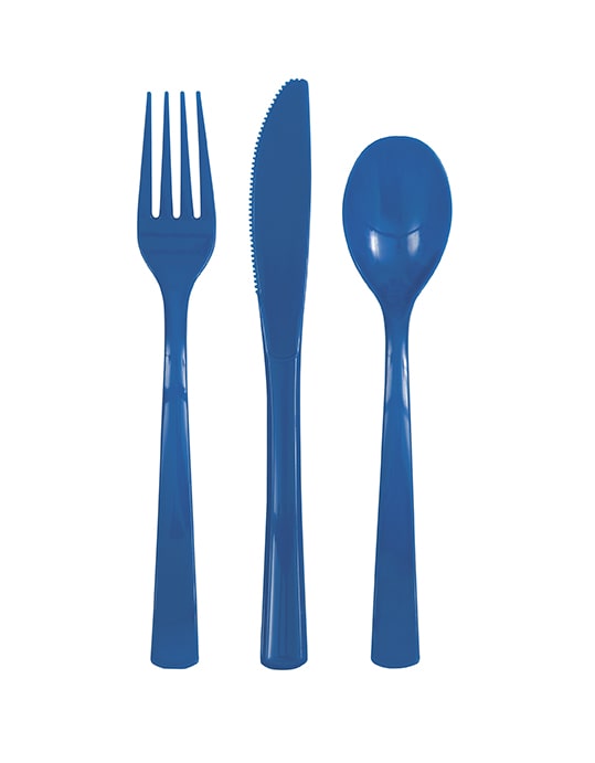 Royal Blue Solid Assorted Plastic Cutlery18ct