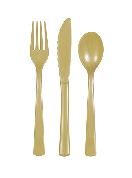 Gold Solid Assorted Plastic Cutlery18ct