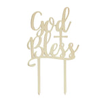 Communion Gold Acrylic 'God Bless' Cake Topper