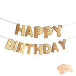 3D Effect Gold Decorative Happy Birthday Bunting
