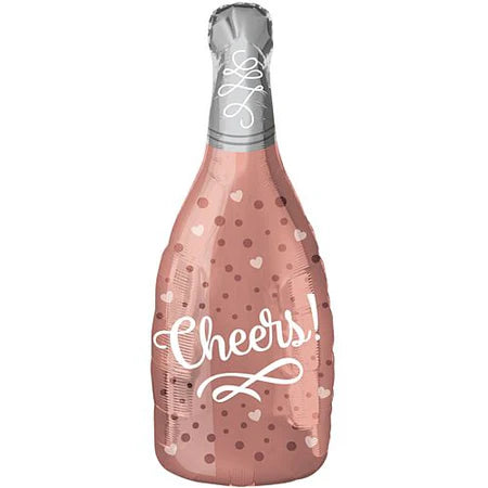 Cheers Blush Champagne Bottle Supershape Foil Balloon