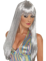 Adults Silver Glitter Disco Wig