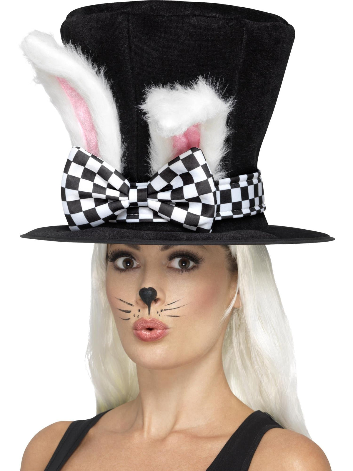 Tea Party March Hare Top Hat, Black & White