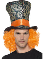 Top Hat, Multi-Coloured with Attached Orange Curly Hair