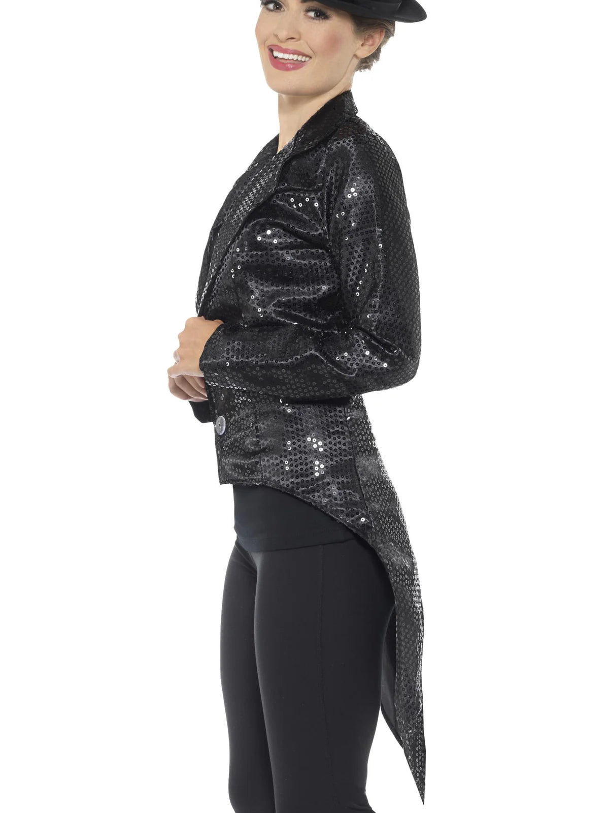 Sequin Tailcoat Jacket, Ladies, Black