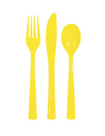 Neon Yellow Solid Assorted Plastic Cutlery 18ct