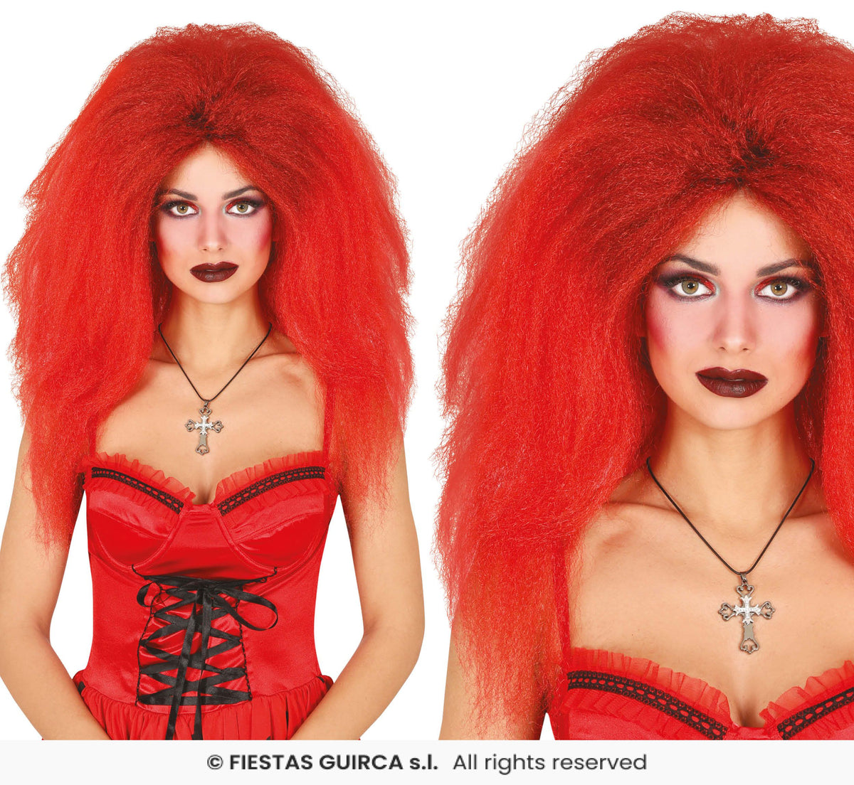 Long Frizzy Red/Black Mane Wig