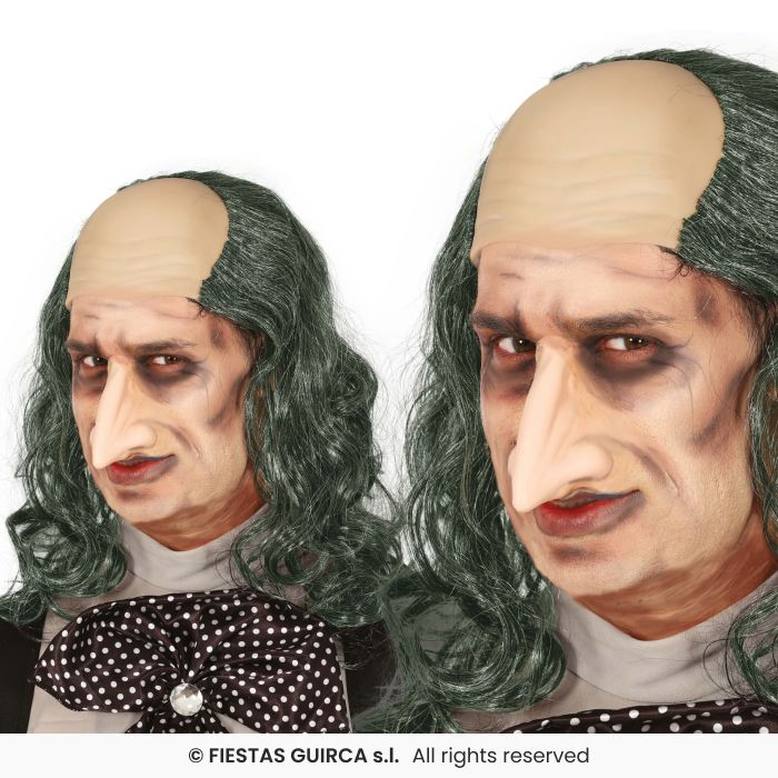 Bald Wig with Long Grey Hair