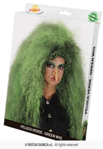 Adult Halloween Big Hairdo Green Frise Witch Wig