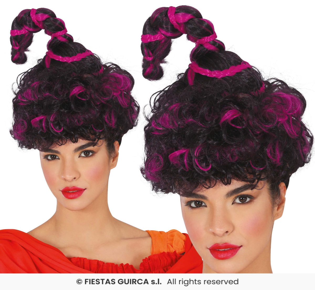 Purple & Black High Top Curls Wig