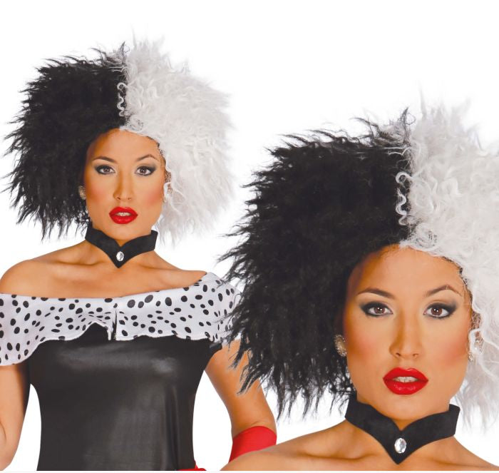 Two women wearing black feathered headpieces and chokers with a white background.