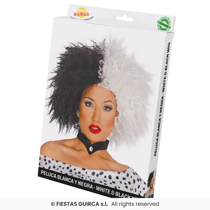 Evil Villain Black & White Short Crimped Wig