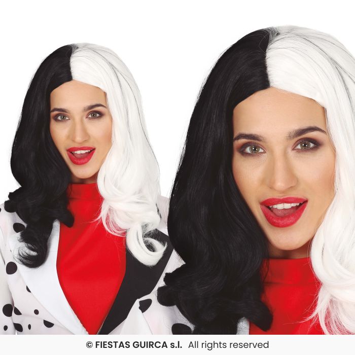 Evil Villain Black & White Long Wig