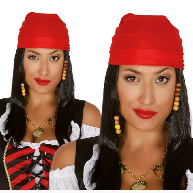 Pirate Wig / Beads and Red Scarf