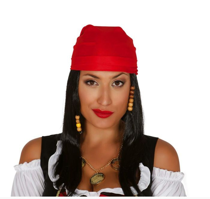 Pirate Wig / Beads and Red Scarf