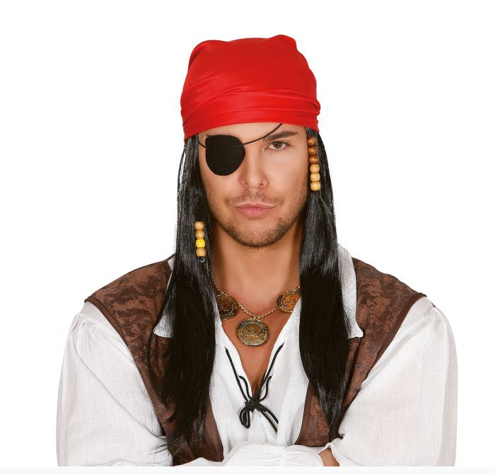 Pirate Wig / Beads and Red Scarf