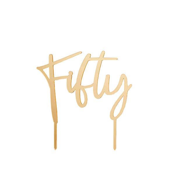 Gold 'Fifty' Acrylic Cake Topper