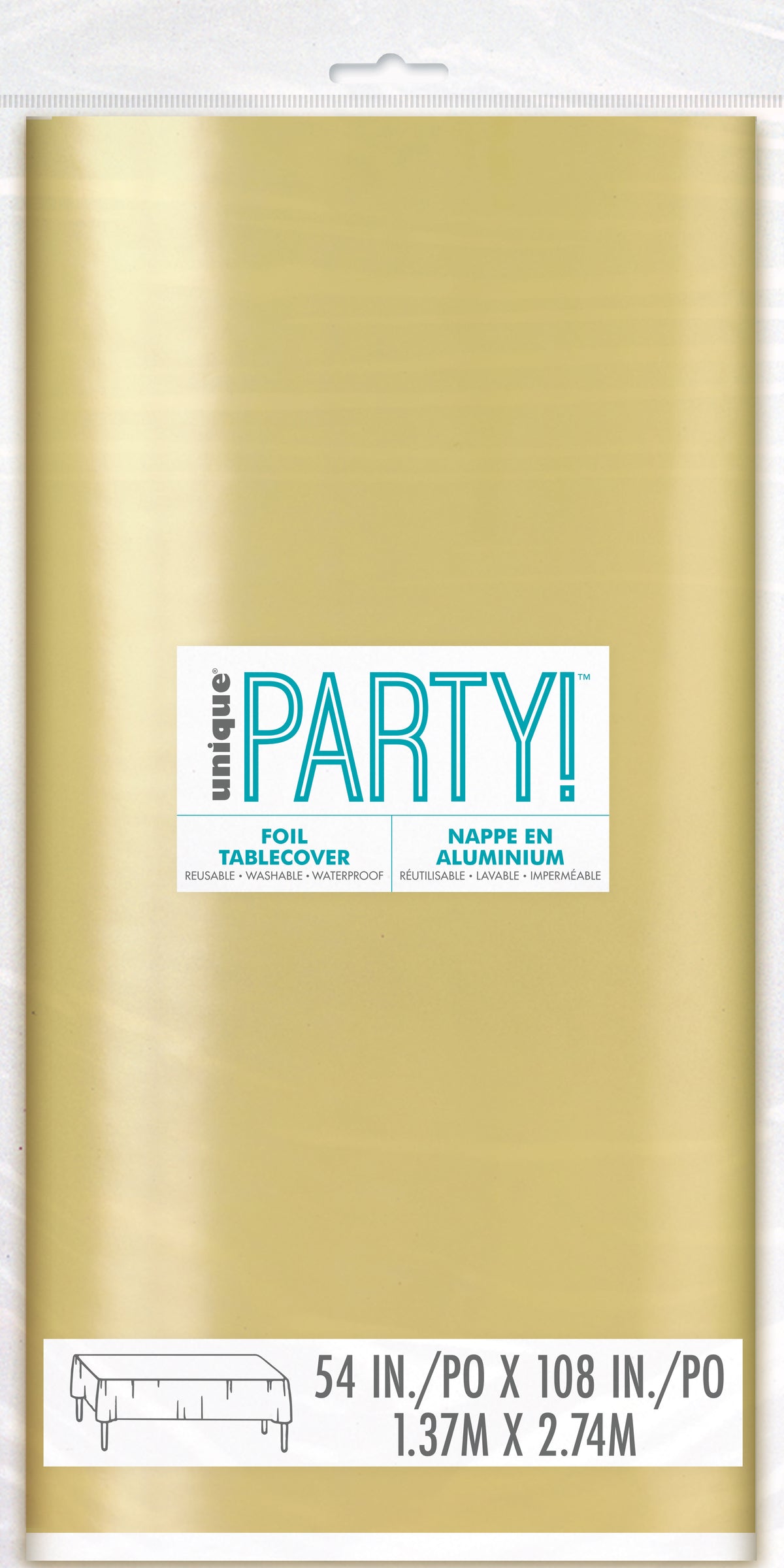 Gold Metallic Solid Rectangular Plastic Table Cover - Each