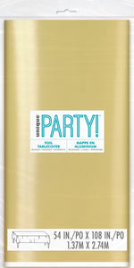 Gold Metallic Solid Rectangular Plastic Table Cover - Each