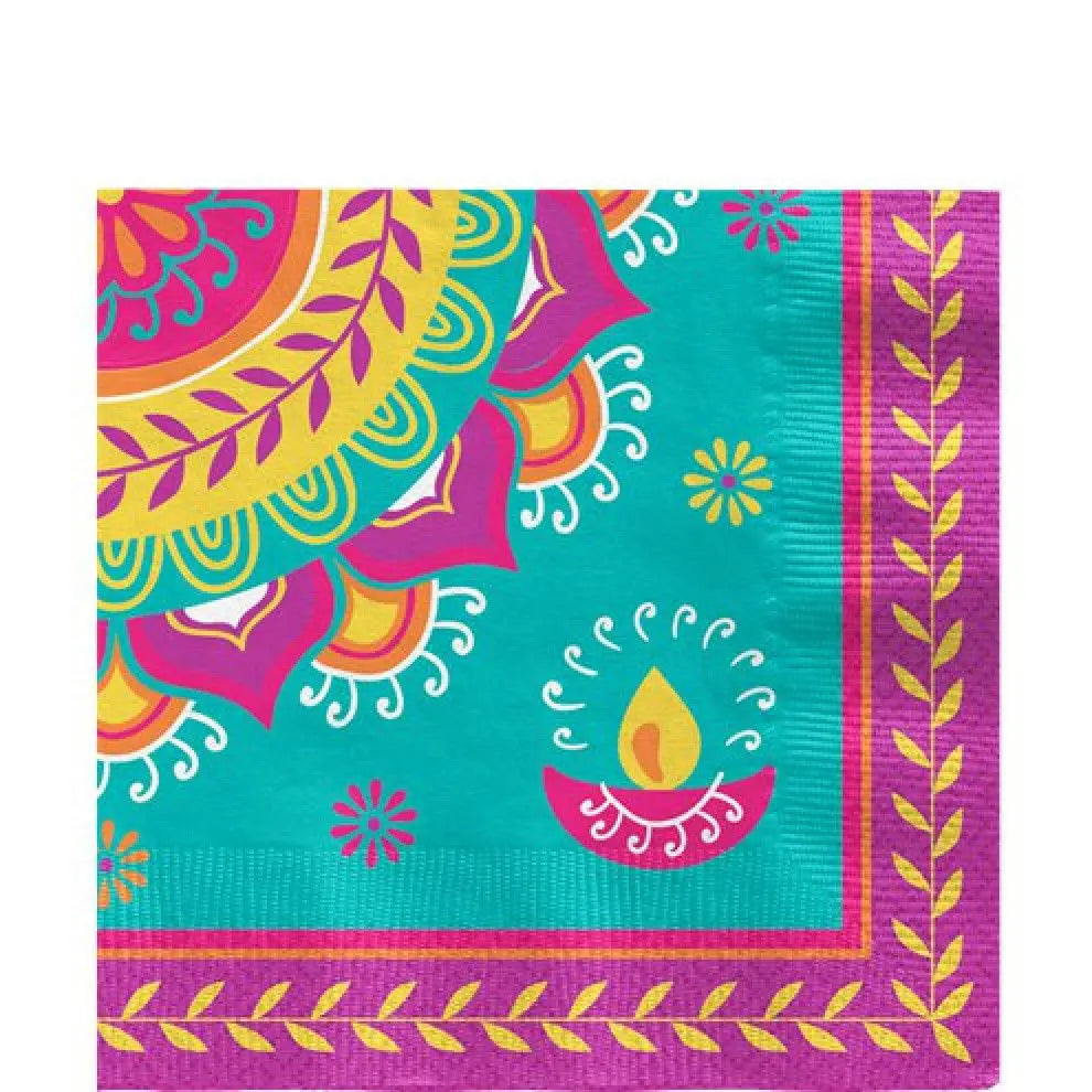 Diwali Colourful Paper Party Napkins - 16pk