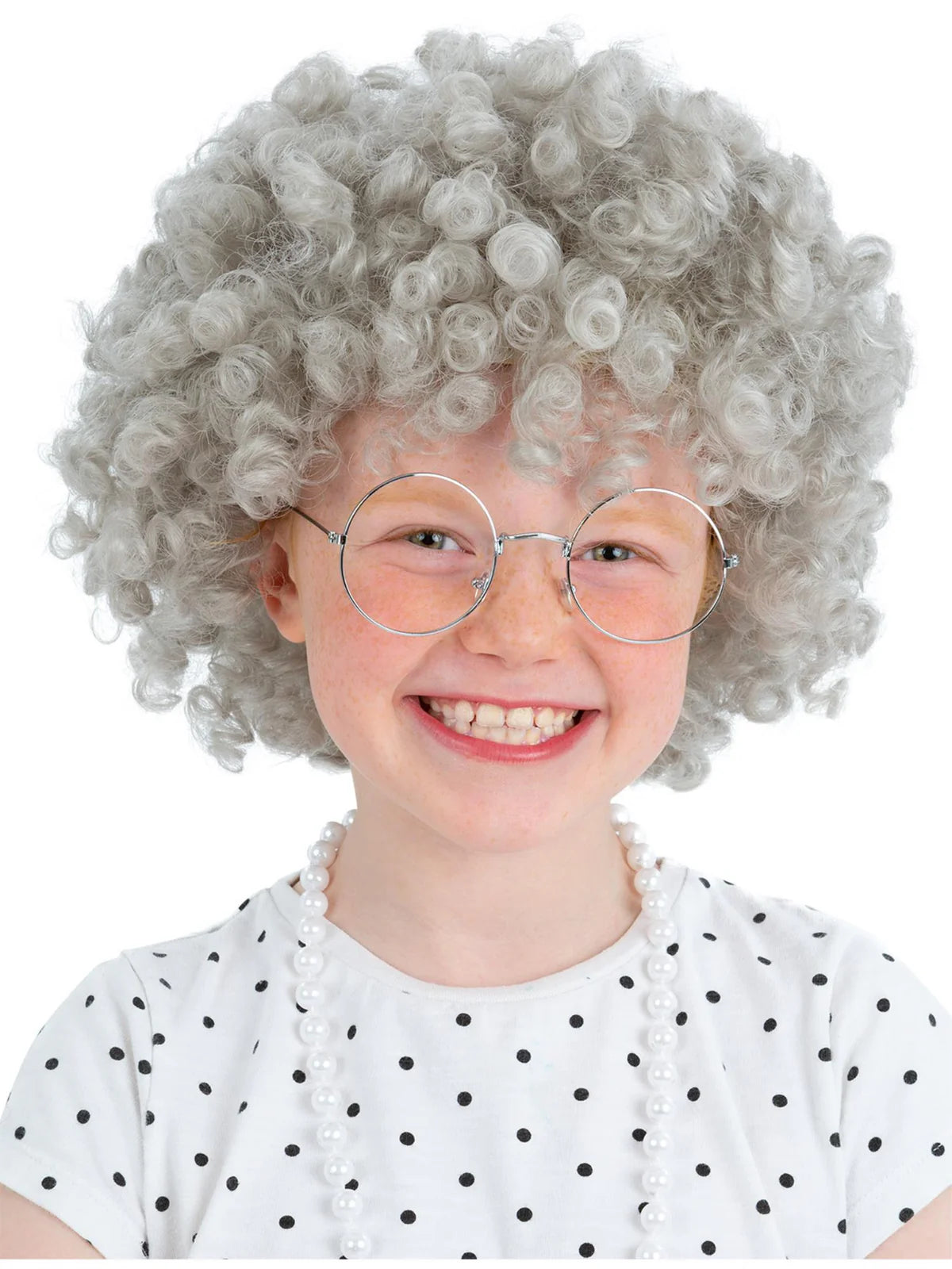 Kids Granny Perm Grey Wig