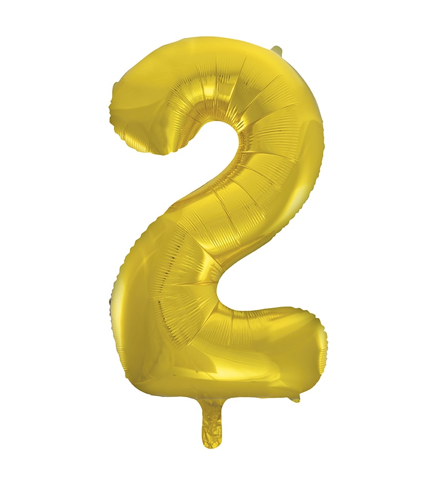 Yellow Gold Number 2 Foil Balloon 34"